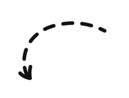 A black and white drawing of a curved arrow vector