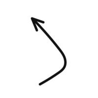 A black and white drawing of an arrow pointing down vector