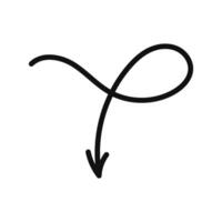 A black and white drawing of a curved arrow vector
