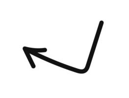 A black and white drawing of an arrow pointing down vector