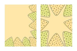 Nachos Triangular and rectangular frame border in trendy festive shades. Copy space Template Set 2. Isolated illustration Thematic Card, lettering, leaflet, price tag, label or web promo banner vector