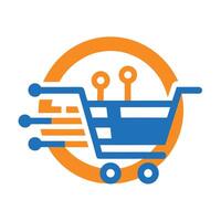 Tech with Shopping Cart Logo Design Illustration for E-commerce and Retail vector