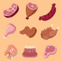 set of meat flat good for sticker, element design, icon, symbol, etc vector