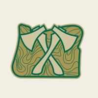Two Axe With Oregon Map with Contour Pattern vector