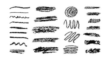 Black Scribble grunge pencil underlines. Chalk texture highlight. Rough brush strokes for notes isolated on white background. Crayon element vector