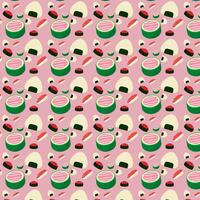 Seamless pattern background of various types of Japanese food vector