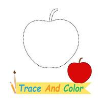 Trace and color a picture of an apple for a children's picture book vector
