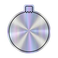 Holographic bright sticker in the form of Christmas tree toy. Round empty background for testing, sales and announcements. Hologram emblem vector