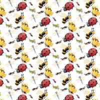 Seamless pattern of various types of insects. background of various types of insects vector