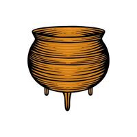 cauldron illustration in engraving style vector
