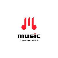 Initial Letter M with Note Music For Musician Band Logo Design vector