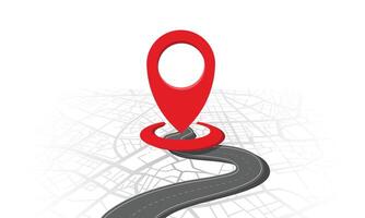 3d illustration of route map with location point vector
