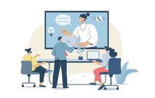 Group meetings using calling, Team Conversations, Remote teamwork using online , Friends are talking via conference, Live communication, Remote working with technology. vector
