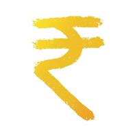 Hand drawn rupee Gold currency symbol Brush stroke doodle Single element for design vector