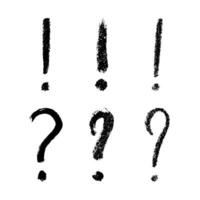 Hand drawn ink question and exclamation mark illustration in sketch style. Elements for design vector