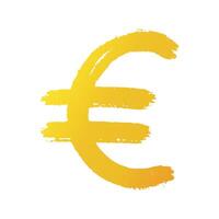 Hand drawn euro currency symbol. Brush stroke doodle. Single element for design vector
