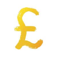 Hand drawn british pound Gold currency symbol Brush stroke doodle Single element for design vector