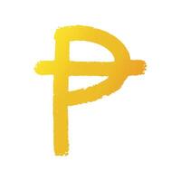 Hand drawn peseta Gold currency symbol Brush stroke doodle Single element for design vector