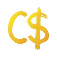 Hand drawn canadian dollar currency symbol. Brush stroke doodle. Single element for design vector