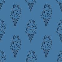 Seamless pattern with ice cream doodle for decorative print, wrapping paper, greeting cards, wallpaper and fabric vector