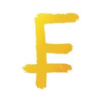 Hand drawn swiss franc Gold currency symbol Brush stroke doodle Single element for design vector