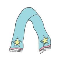Knitted scarf doodle Hand drawn winter accessories Single design element for card, print, design, decor vector