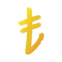 Hand drawn turkish lira Gold currency symbol Brush stroke doodle Single element for design vector