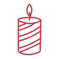 Illustration of a Christmas candle in the style of doodles with a red outline on a white background vector