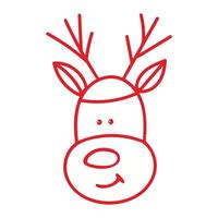 Illustration of a deer head in the doodle style with a red outline on a white background vector