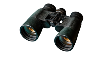 A Pair of Binoculars on a Solid Dark Green Background Ideal for Outdoor and Adventure Themes, Showcasing Precision and Functionality. png
