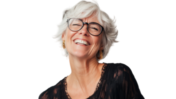 Cheerful Senior Woman Winking Playfully, Perfect for Fun and Light-hearted Campaigns or Social Media Posts. png