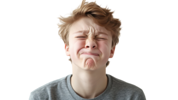 A Lighthearted and Humorous Portrait of a Teenage Boy Grimacing with a Funny Face Perfect for Social Media and Youth-Related Content Creation. png
