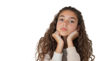 A Teenage Girl Sitting in a Room Expressing Boredom While Resting Her Head on Her Hand, Perfect for Articles about Youthful Emotions. png