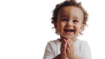 A Joyful Toddler Clapping with Excitement on a White Background Perfect for Celebratory Themes and Parenting Content. png
