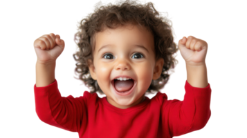 Joyful Toddler Expressing Excitement with Clenched Fists - Perfect Image for Children's Emotional Development and Parenting Resources. png