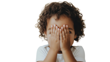 noivando criança pequena jogando peekaboo com mãos dentro uma Diversão e alegre ambiente, perfeito para paternidade, criança desenvolvimento, e família projetos. png