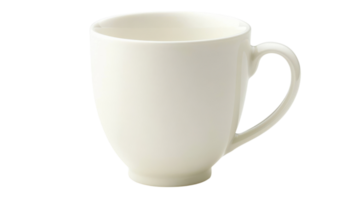 Elegant White Porcelain Mug Displayed on a Soft Ivory Background Perfect for Coffee Lovers and Kitchen Decor Inspiration. png