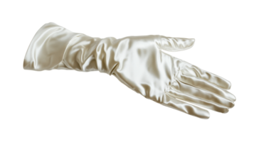 Elegant White Satin Glove Against Ivory Background Perfect for Fashion and Accessory Designs and Editorial Uses. png