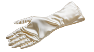 Elegant White Satin Glove Displayed on a Soft Ivory Background Ideal for Fashion Design and Textile Inspiration. png