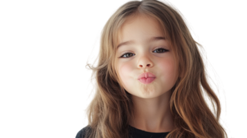 A young girl making a playful pouty face, perfect for expressing emotions in design projects, presentations, and social media content. png