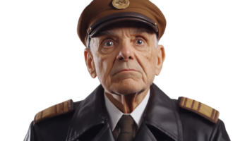 A Nostalgic Portrait of an Experienced Pilot in Uniform Capturing Aviation's Golden Era with a Classic Cap. png