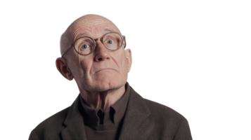 Portrait of an Old Man with a Bald Head and Round Glasses Ideal for Depicting Wisdom and Experience in Elderly Characters or Themes. png
