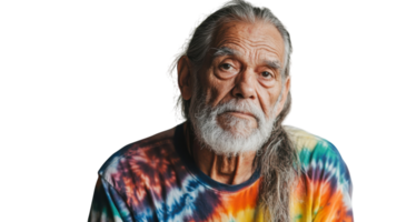 Portrait of an Elderly Gentleman with a Distinctive Gray Ponytail and Formal Attire Suitable for Business Contexts or Artistic Representations. png