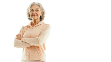 An Inspiring Image of an Older Woman Dressed as a Fitness Instructor, Showcasing Health and Vitality for Fitness Programs and Advertising Campaigns. png