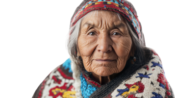 An Old Woman Representing Traditional Native American Culture and Heritage, Ideal for Illustrating Wisdom and Tradition in Various Creative Projects. png