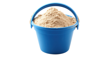 A Vibrant Beach Bucket Filled with Wet Sand Ideal for Summer Activities and Ocean Playtime. png