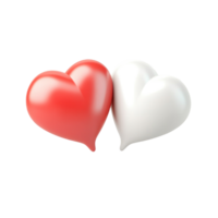 3D icon of two red speech bubbles with white heart 3D icon cartoon isolate png