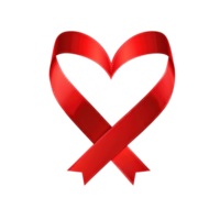 Red ribbon heart symbol isolate on transparency background png