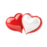 3D icon of two red speech bubbles with white heart 3D icon cartoon isolate png