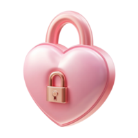 Heart with lock 3D icon isolate png